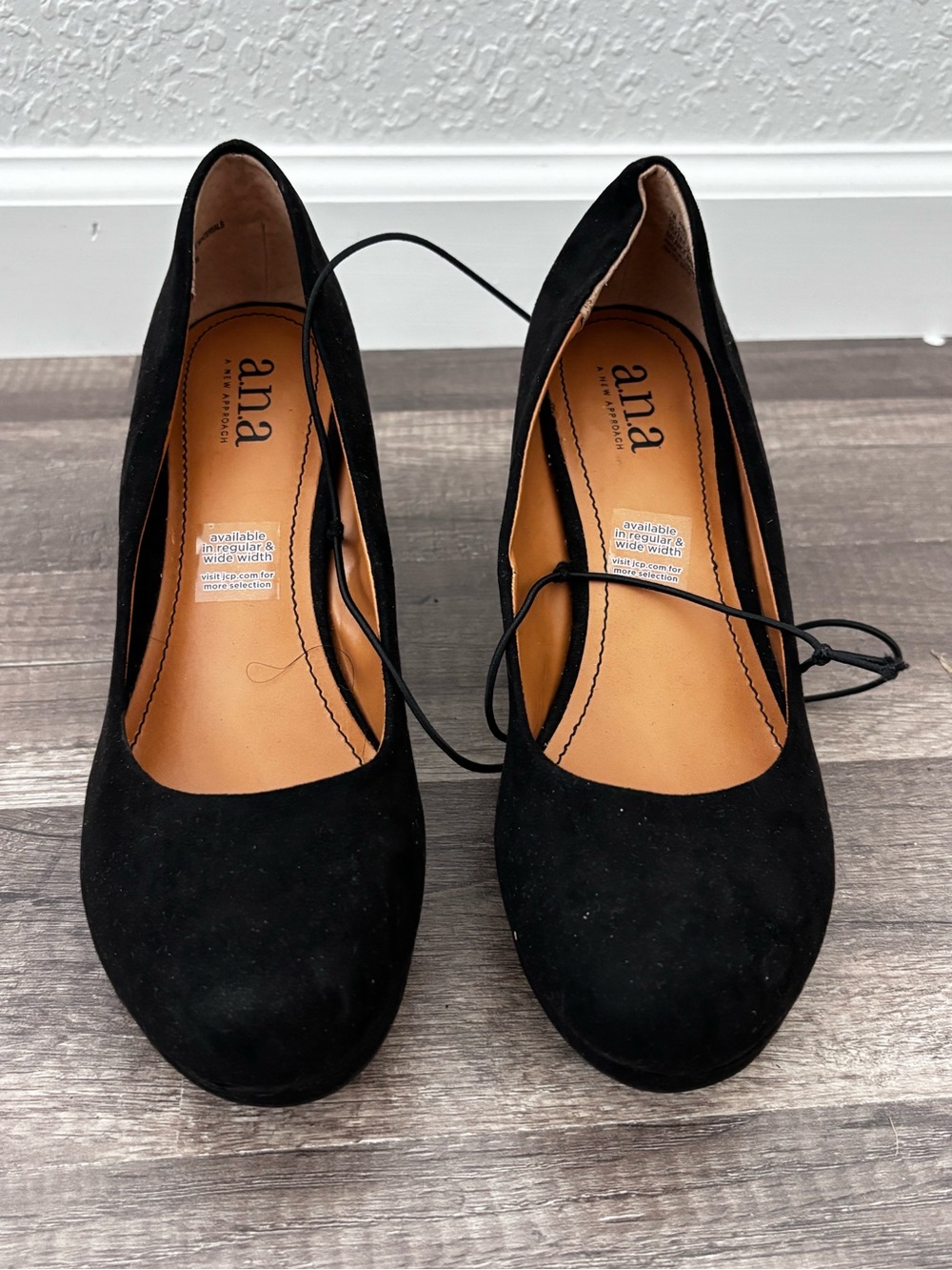 a.n.a Black Suede Round-Toe Pumps with Cushioned Insole